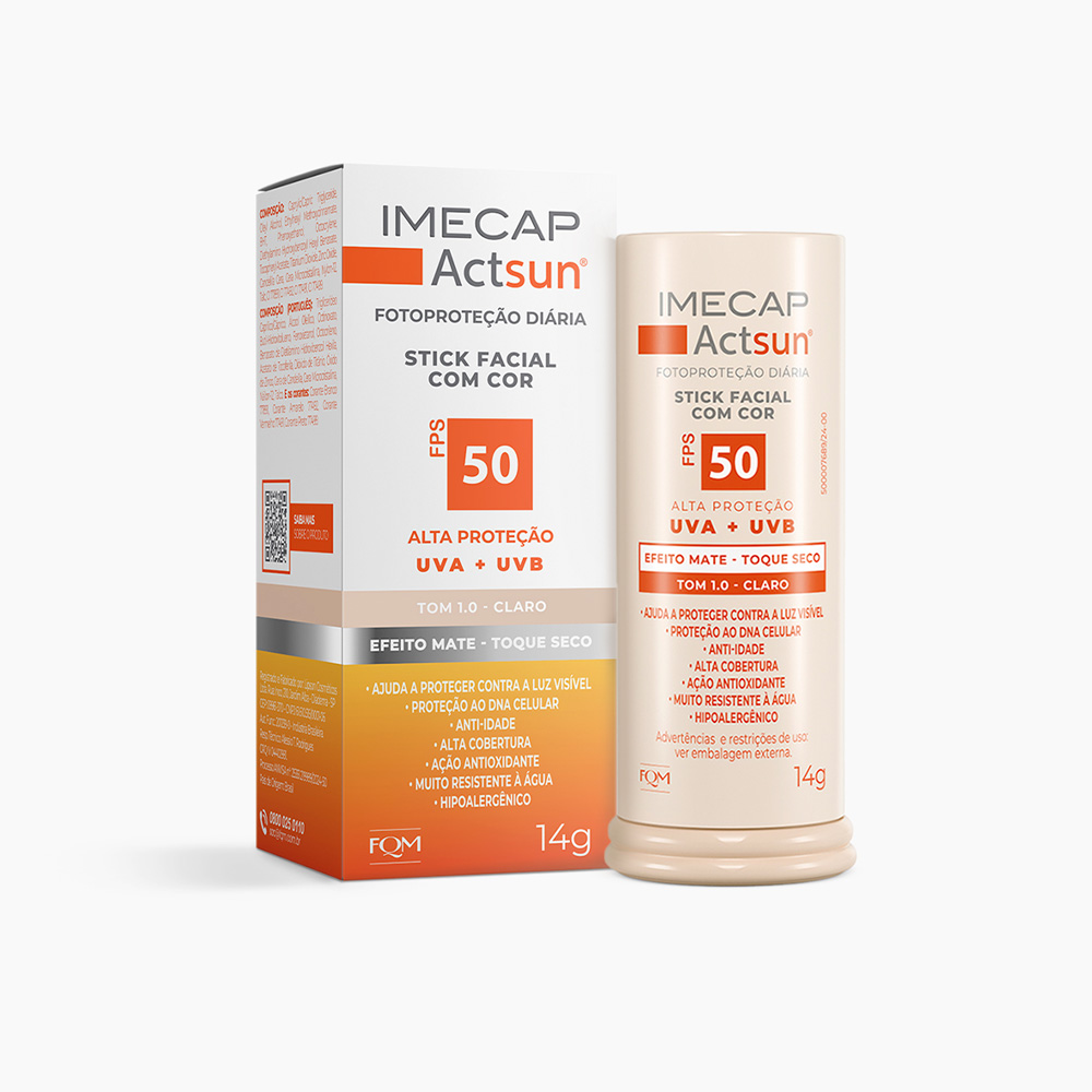IMECAP ACTSUN PROTETOR SOLAR EM BAST&Atilde;O COM COR
