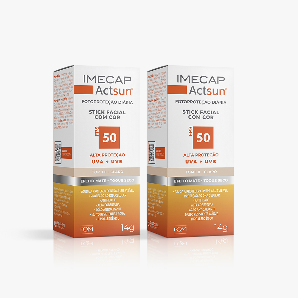 KIT IMECAP ACTSUN BAST&Atilde;O COM COR 2 UNIDADES CLARO