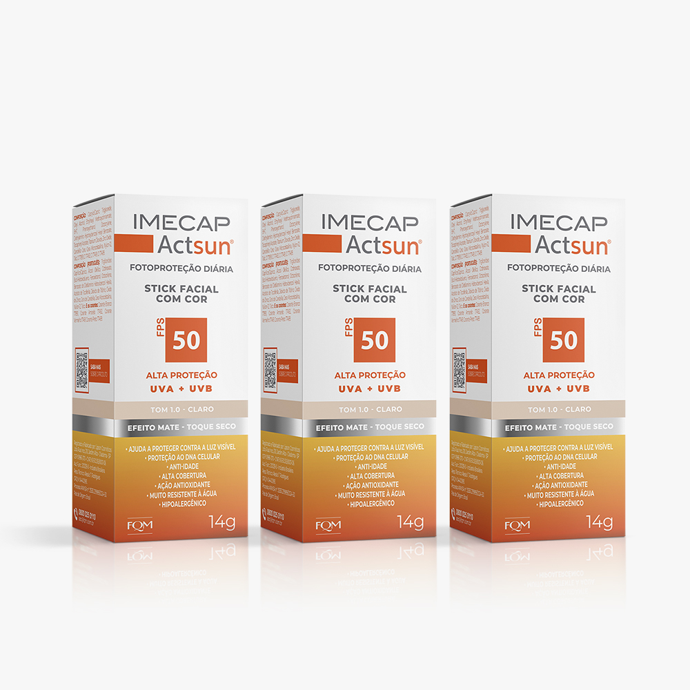 KIT IMECAP ACTSUN BAST&Atilde;O COM COR 3 UNIDADES CLARO
