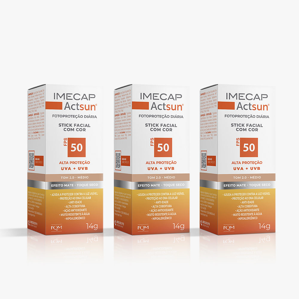 KIT IMECAP ACTSUN BAST&Atilde;O COM COR 3 UNIDADES M&Eacute;DIO