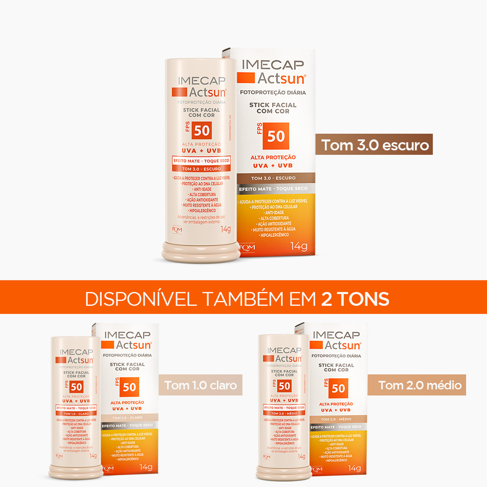IMECAP ACTSUN PROTETOR SOLAR EM BAST&Atilde;O COM COR ESCURO