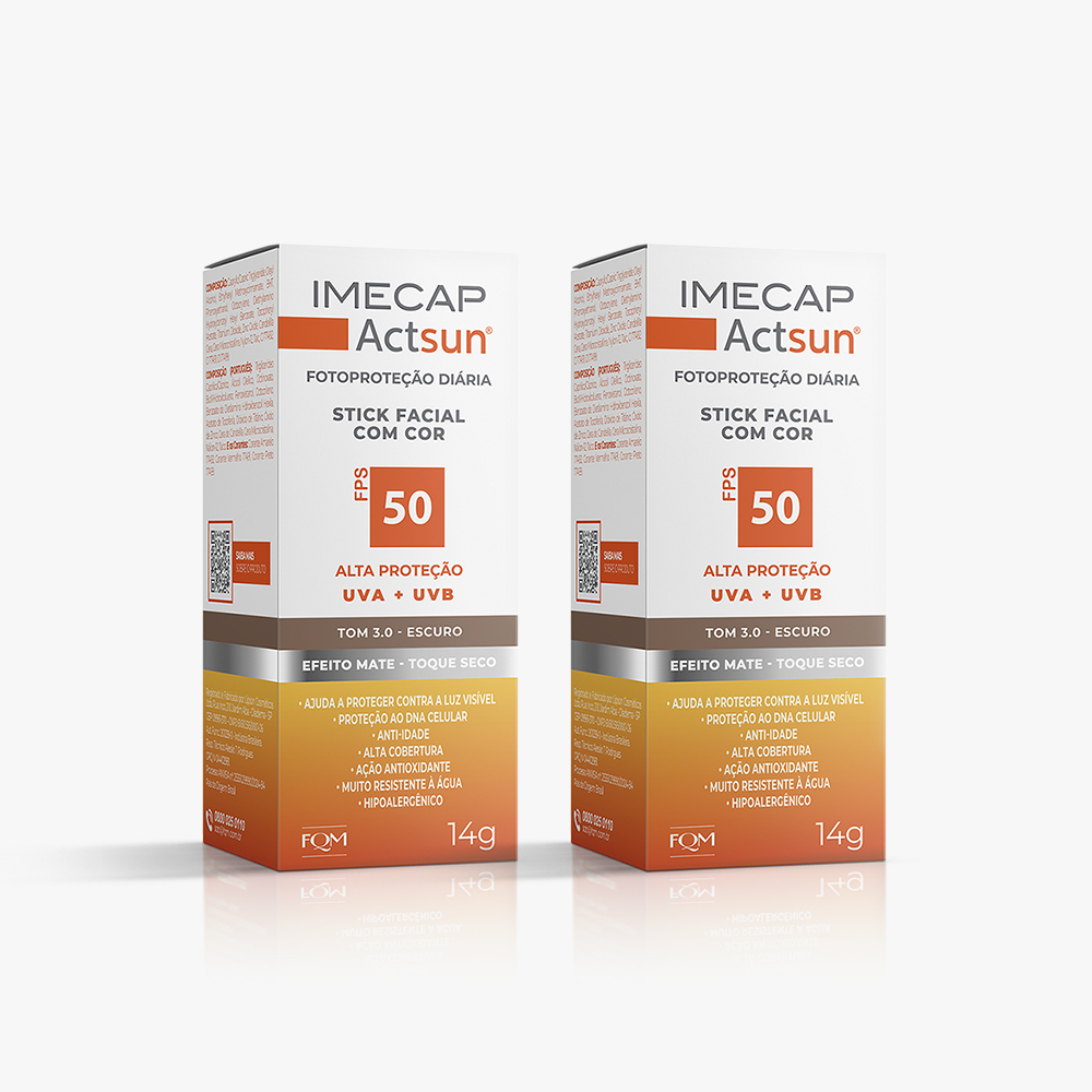 KIT IMECAP ACTSUN BAST&Atilde;O COM COR 2 UNIDADES ESCURO