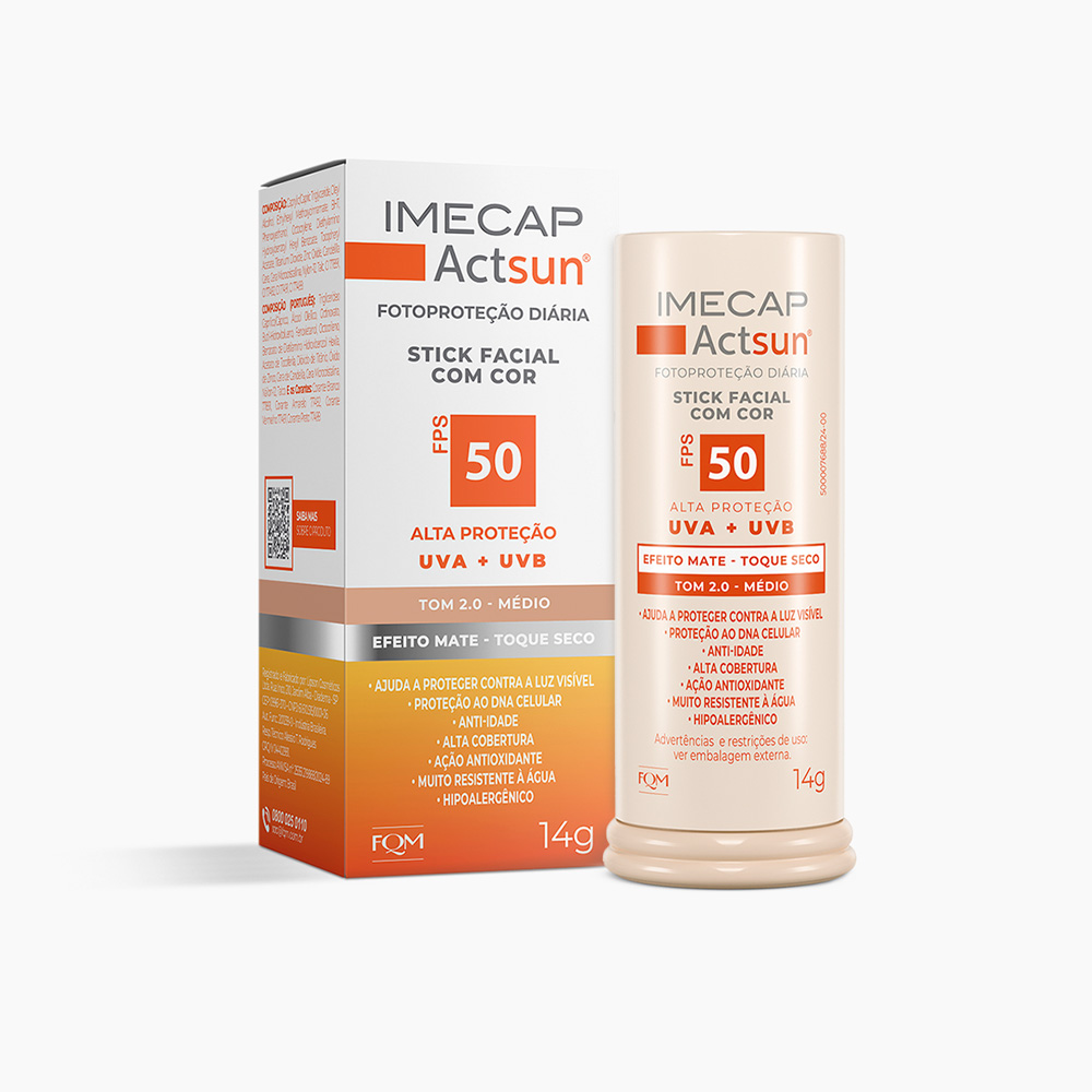 IMECAP ACTSUN PROTETOR SOLAR EM BAST&Atilde;O COM COR