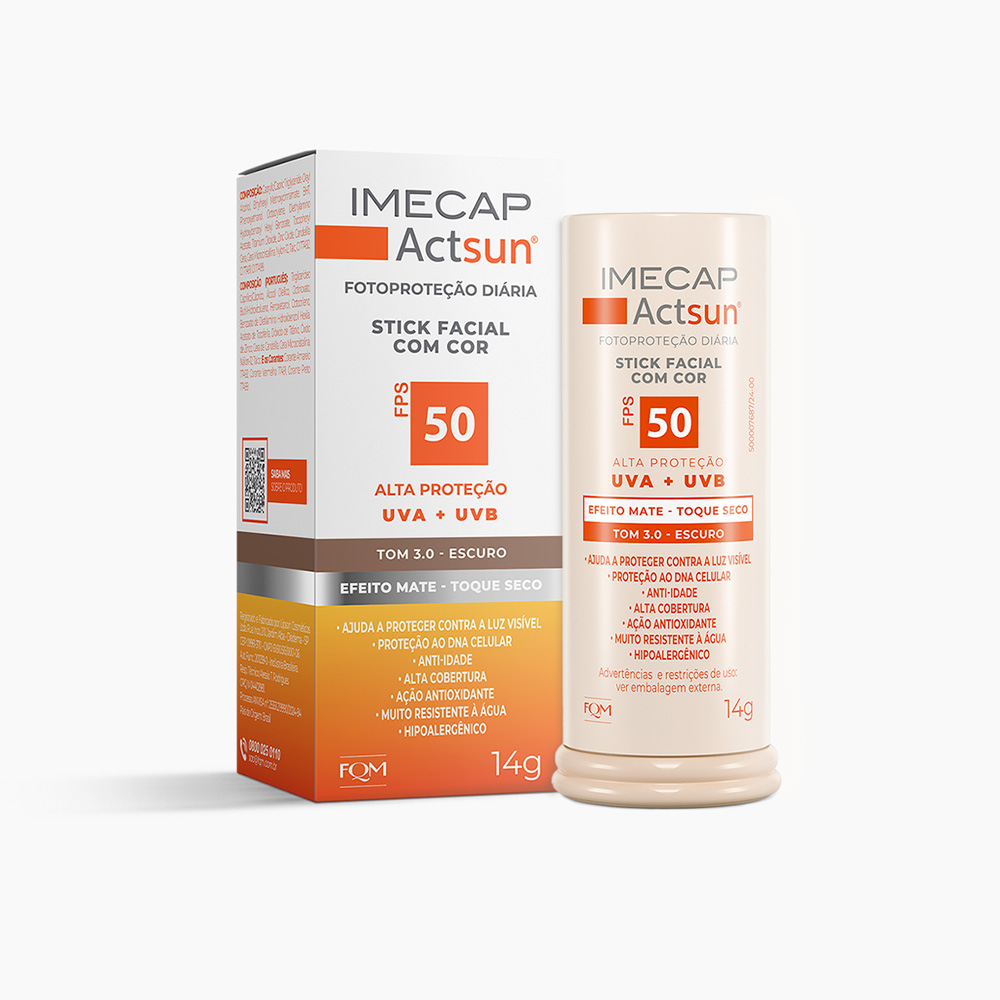 IMECAP ACTSUN PROTETOR SOLAR EM BAST&Atilde;O COM COR ESCURO